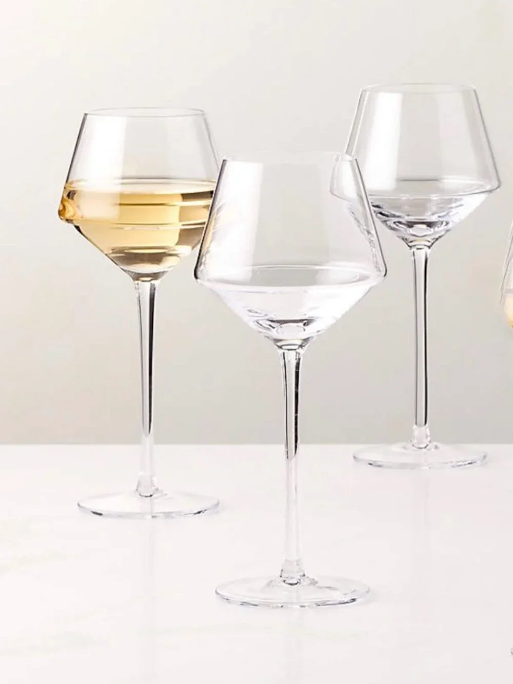 Bloomingville Yvette White Wine Glasses Set of 3 Handcrafted in Sweden NEW